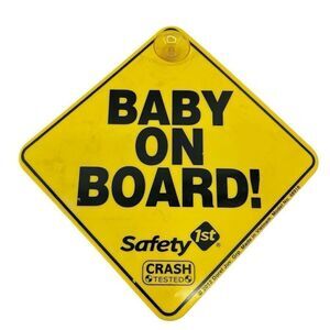 Safety 1st Baby On Board Sign Crash Tested Yellow Suction Cup 7x7